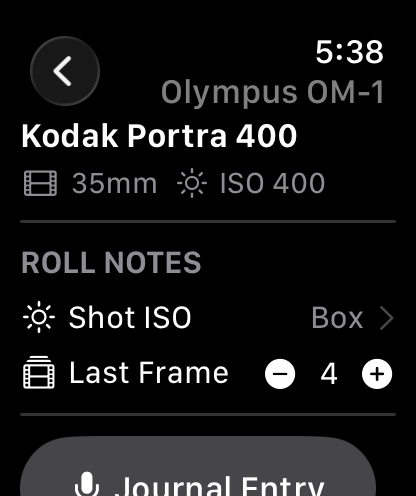 FilmFridge on Apple Watch